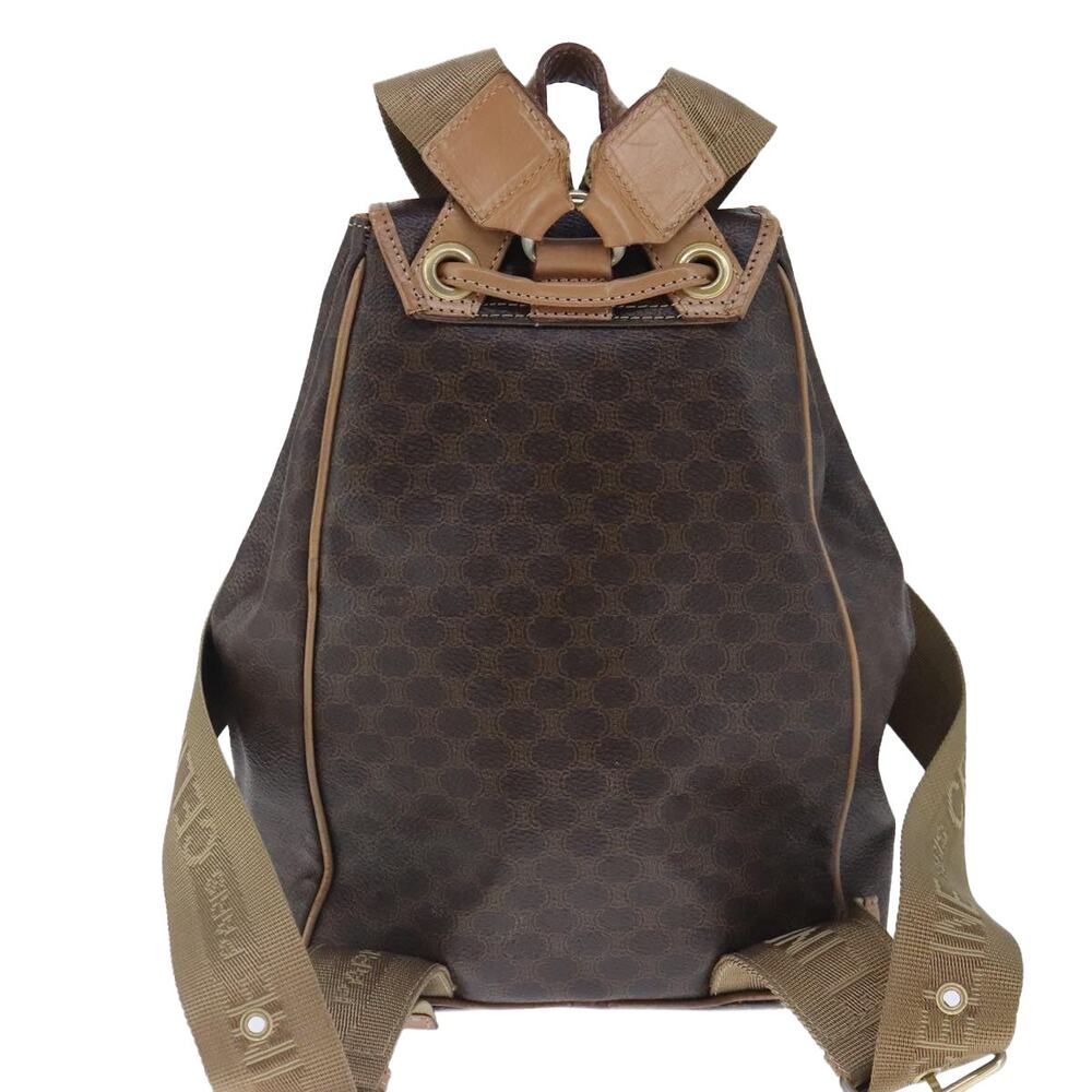 CELINE Macadam Canvas Backpack Pvc Leather Brown Gold - Picture 3 of 16